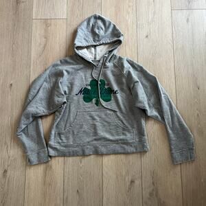 Notre Dame Women's Gray Cropped Hoodie Sz Small